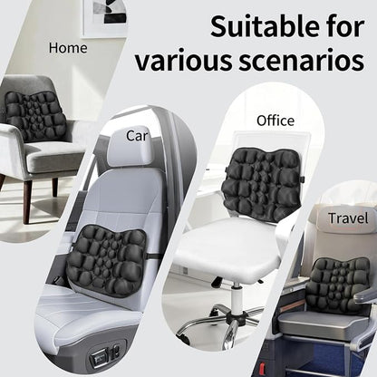 Inflatable Lumbar Support Pillow for Office Chair & Car - Tailbone Pain Relief Air Seat Cushion for Driver, Wheelchair, Airplane Seat, Travel - 17.7x14.3x2.0 Inches