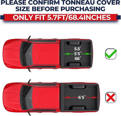 MOSTPLUS Tri Fold Fiberglass Truck Bed Tonneau Cover Compatible for 2014-2025 Toyota Tundra 5.5 FT-66 inch Bed
