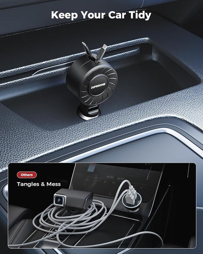 SUPERONE Retractable Car Charger, Small iPhone Car Charger Fast Charging, Car Phone Charger with USB C and Apple Cord, Car Charger Adapter Compatible with iPhone 17/16/15/14/13 Samsung Galaxy and More