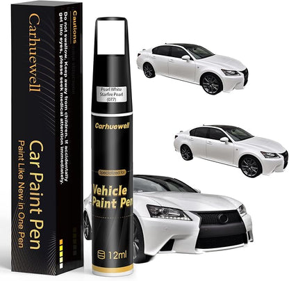 (077) PearlWhite/Starfire Pearl Touch Up Paint Compatible with Lexus, Exact Match Car Paint Pen Automotive Scratch Repair Remover Kit Quick & Easy Solution for Vehicle Chips and Nicks