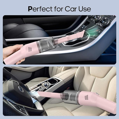 Auloea Portable Mini Car Vacuum Cleaner Pink, High Power Cordless(400g) Handheld Rechargeable Vacuum Cleaner for Desk V06