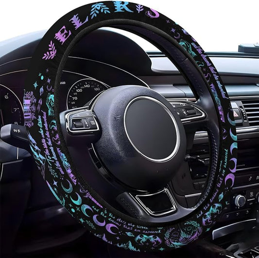 GENANY Velaris Night Court Steering Wheel Cover, Non Slip Polyester Car Wheel Protector for Car SUV Truck, Universal 15 Inch