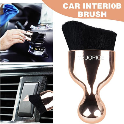 Car Interior Cleaning Brush, Car Duster Interior,Car Detailing Brush Dusting Brush,Car Interior Cleaning Tool, Auto Soft Hair Car Brush,Auto Interior Dust Brush for Air Vents(Rose Gold)