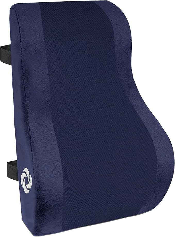 Samsonite Ergonomic Lumbar Support Pillow for Office Chair and Car Seat - Memory Foam Back Support Lumbar Pillow, Premium Cushion Chair Support for Lower Back Pain Relief and Versatile Use (Navy)