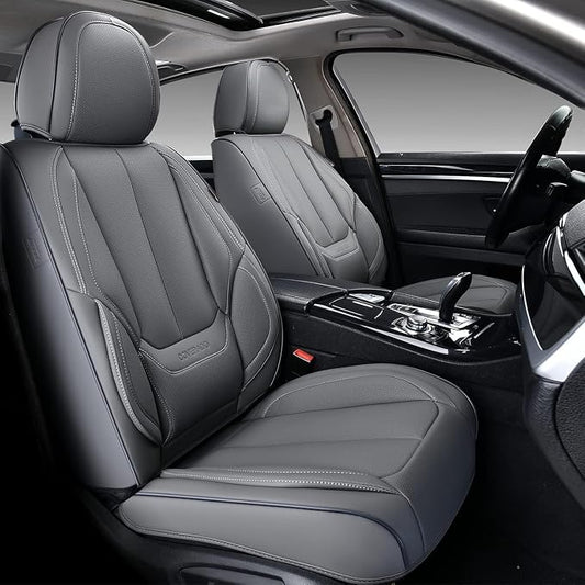 Coverado Seat Covers, Car Seat Covers Front Seats, Car Seat Cover, Car Seat Protector Waterproof, Car Seat Cushion Nappa Leather, Gray Seat Covers Carseat Cover Universal Fit for Most Cars
