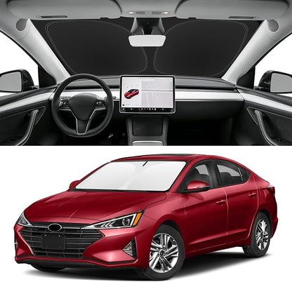 Custom Fit Windshield Sun Shade for Hyundai Elantra 2017-2020, Blocks UV & Heat, Front Window Sunshade Accessories, Easy Fold & Store Keep Your Car Cooler