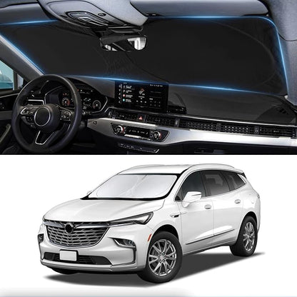 Custom fit Enclave Windshield Sunshade for 2018-2024 2025 Buick Enclave Accessories 2-Layer Front Window Shades Cover for Windshield Sun Visor Screen Protector 210T Reflective Blocks UV Rays