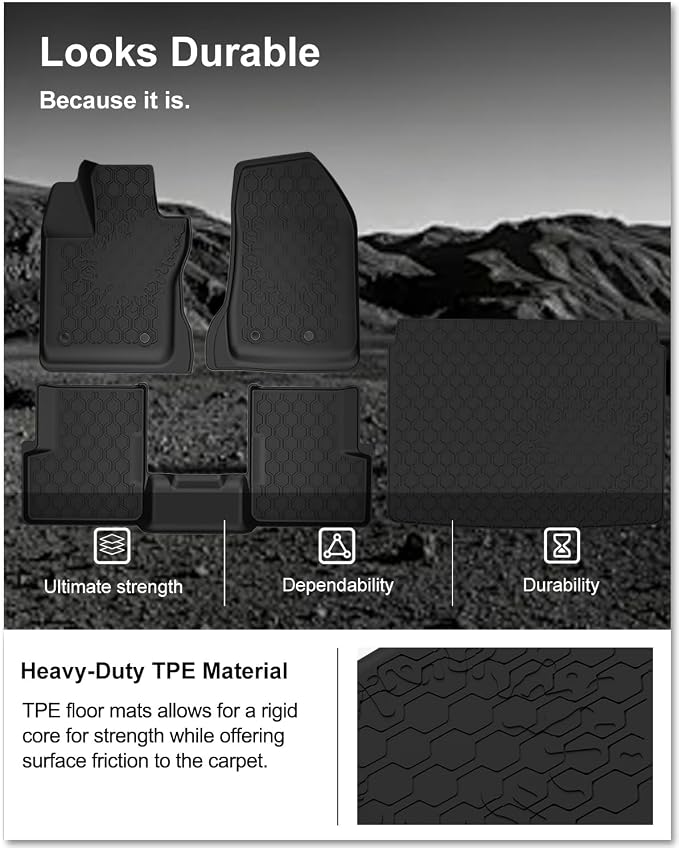 KIWI MASTER Floor Mats & Cargo Mat for 2015-2023 Jeep Renegade, OEM Replacement 82214194 82214195, All Weather Car Mats, Custom Fit TPE Floor Liners, Front & Rear & Tray Trunk Mat Set, Black