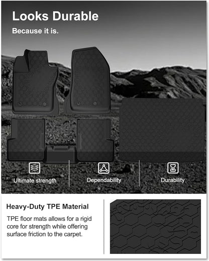 KIWI MASTER Floor Mats & Cargo Mat for 2015-2023 Jeep Renegade, OEM Replacement 82214194 82214195, All Weather Car Mats, Custom Fit TPE Floor Liners, Front & Rear & Tray Trunk Mat Set, Black