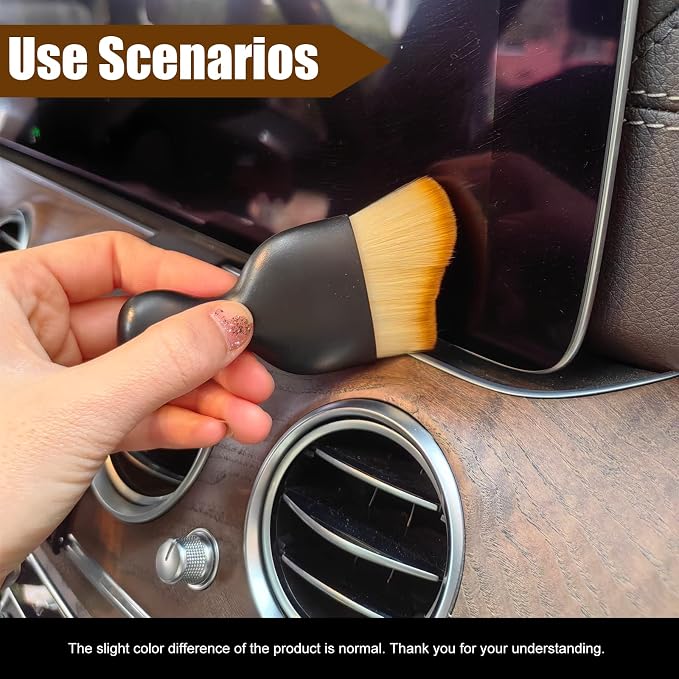 Car Cleaning Brush Soft Bristle Car Interior Dust Brush, suitable for cleaning car dashboards and air vent gaps, also usable on leather and computers, scratch-proof(Light Brown)