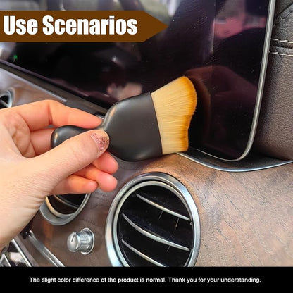Car Cleaning Brush Soft Bristle Car Interior Dust Brush, suitable for cleaning car dashboards and air vent gaps, also usable on leather and computers, scratch-proof(Light Brown)