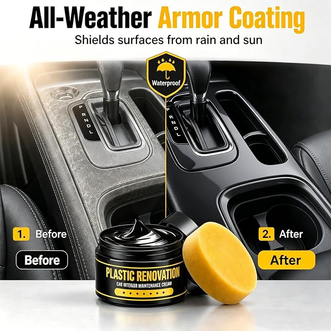 2Pcs Tire Nourish Wax Cream, Premium Tire Coating Paste, Bring Back the Original Deep Black Shine to Rubber, Trim and Plastic, Long-Lasting Tire Dressing for Car Trucks Motorcycles Tires