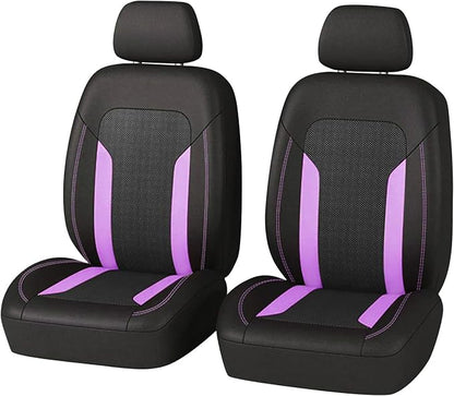 2 Pack Universal Car Seat Cover with Breathable Mesh Backrest,Comfortable Car Seat Protector with Foam Padding and Retaining Buckle,Highly Elastic Car Seat Covers Full Set (Purple)