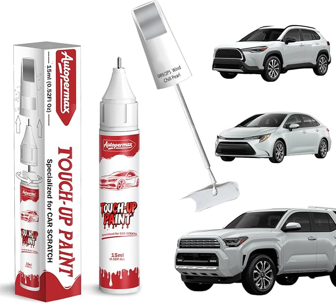 089/2PS Wind Chill Pearl Car Touch Up Paint for Toyota, Color Accurate Two-In-One Car Paint Scratch Repair Pen, Professional Scratch Remover for Vehicles Chips and Nicks Scuff