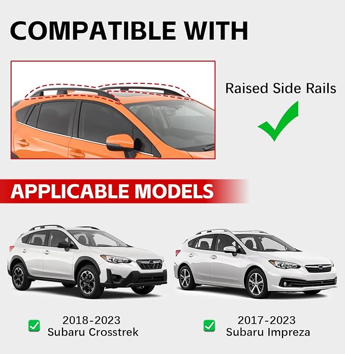 300lbs Roof Rack Cross Bars Compatible with Subaru Crosstrek 2018 2019 2020 2021 2022 2023 & Impreza 2017-2023, Aluminum Lockable Crossbars for Rooftop Cargo Carrier Luggage Kayak Canoe Bike