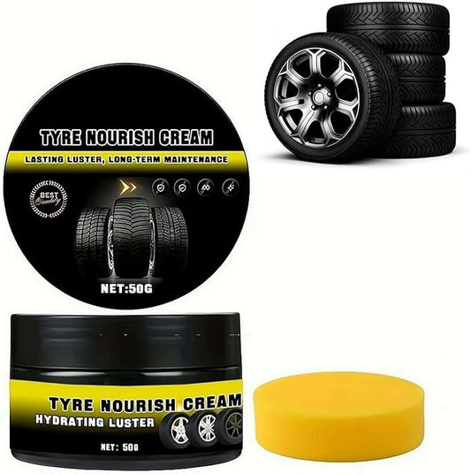Tyre Nourish Cream, Protection and Waterproof Powerful Wheel Cleaning Refurbish Wax,Tire Waxs, Car Tires & Plastic Trim Renewal Paste - Restores Shine, for Car Trucks Motorcycles Tires