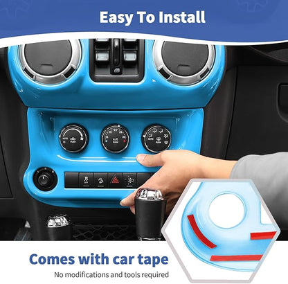 RT-TCZ for Jeep JK Light Blue Dash Accents Radio A/C Controls Cover Trim for Jeep Wrangler JK JKU 2011-2017 ABS Interior Accessories 2pcs