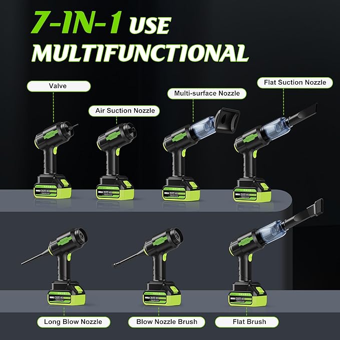 Cordless Car Vacuum Portable -Handheld Vacuum Cleaner 50000PA-High Power Suction & Blower for Car, Home, Office, Desktop, Keyboard,Pet Hair-2-in-1 Vacuum - with 2×4.0Ah Batteries