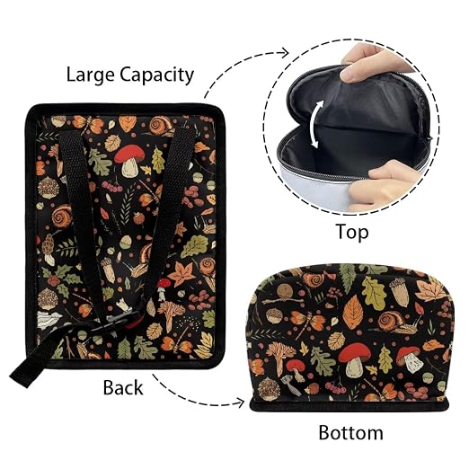 Trash Can for Car Leakproof Garbage with Lid and Zipper Boho Cottagecore Mushroom Snail Ferns Trash Bin Hanging Back of Seat Auto Interior Accessories Universal Fit Most Truck SUV Van