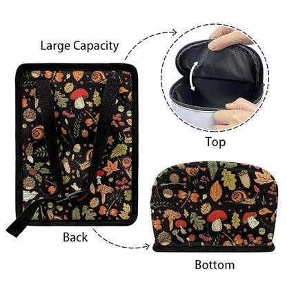 Trash Can for Car Leakproof Garbage with Lid and Zipper Boho Cottagecore Mushroom Snail Ferns Trash Bin Hanging Back of Seat Auto Interior Accessories Universal Fit Most Truck SUV Van