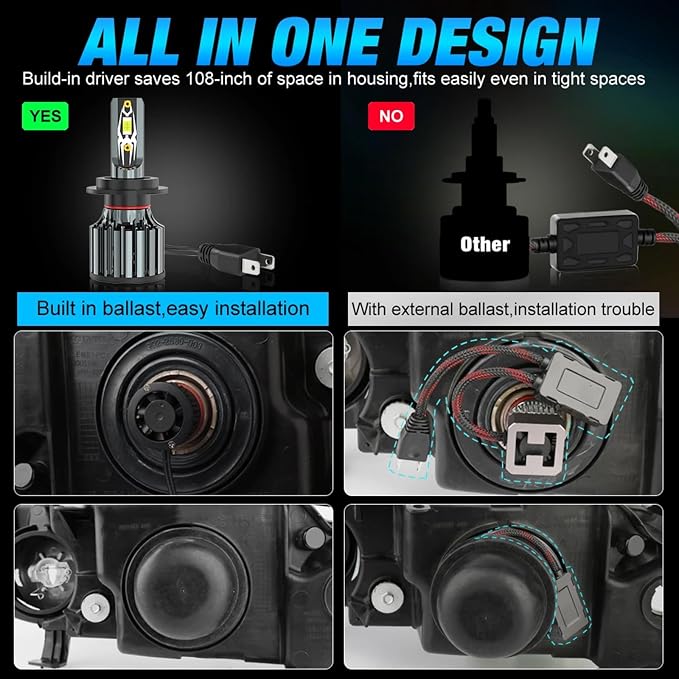 Fit For Ford Explorer (2002 2003 2004 2005) bulbs,9005 9006 High Low Beam and 9145 Fog Light bulbs Combo kit, 6000K White light, 30000LM 500% Brightnes Bulbs, with Fan, Plug n Play, pack of 6