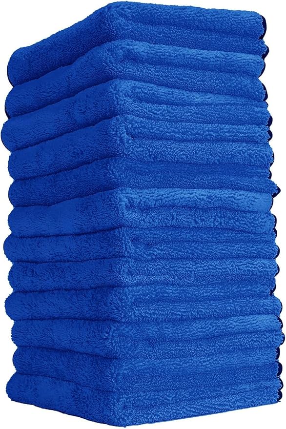 Chemical Guys Professional Grade Premium Microfiber Towels for Cars, Blue, 16" x 16", Ultra-Soft and Scratch-Free Car Detailing Cloths for Trucks, Motorcycles, and More - 12 Pack