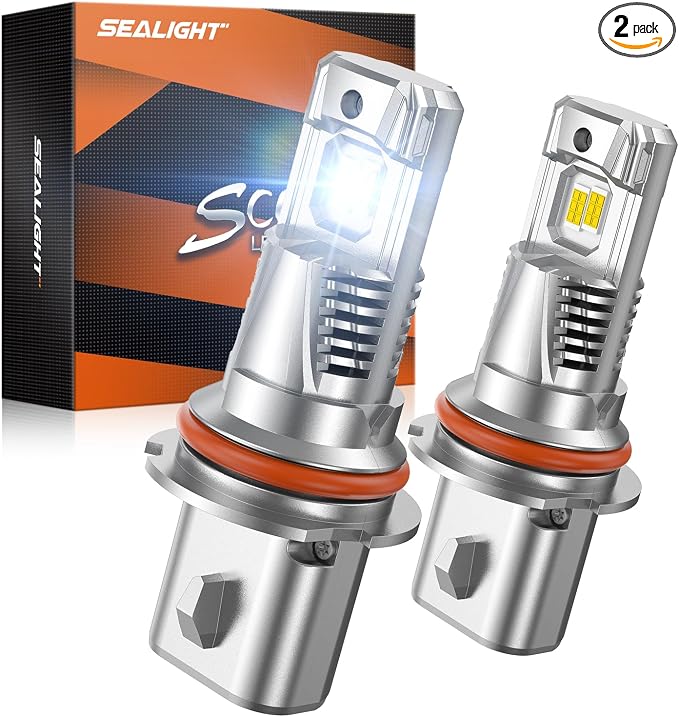 SEALIGHT 9004 LED Bulbs, 1:1 Real Size, 46000LM 9004/HB1 Fog Lights, Super Bright 6500K Cool White with Fan, Pack of 2