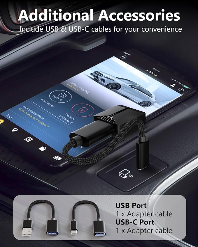 2026 Wireless Carplay Adapter-Android Auto Wireless Adapter 2 in 1, 5.4/6GHz Carplay Bluetooth Adapter Plug and Play Auto Reconnect, Mini Size with USB&Type-C Extension Cable,for iPhone & Android
