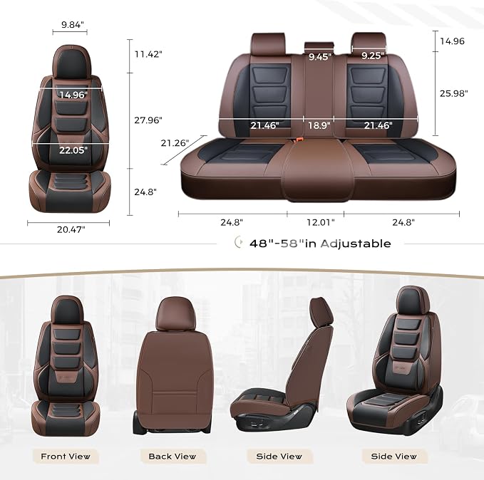 Coverado Car Seat Covers, Front Covers for Cars, Car Seat Cover Front Seats, Car Seat Protector Waterproof, Leather Car Seat Cushion, Universal Interior Covers Seat Protectors for Most Cars