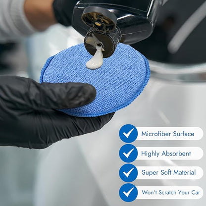 10 Pack Wax Applicator Pads, Microfiber Applicator Pad with Finger Pocket, Foam Car Wax Applicator Pad for Car Cleaning and Polishing (Blue)