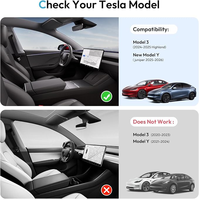 XINTUO Tesla Model Y Juniper 2025 2026 & Model 3 Highland 2024 2026 Center Console Organizer Tray [Slide Smoothly + Easy Installation] Cup Holder for Tesla Model Y Juniper Accessories