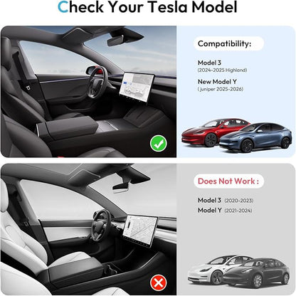 XINTUO Tesla Model Y Juniper 2025 2026 & Model 3 Highland 2024 2026 Center Console Organizer Tray [Slide Smoothly + Easy Installation] Cup Holder for Tesla Model Y Juniper Accessories