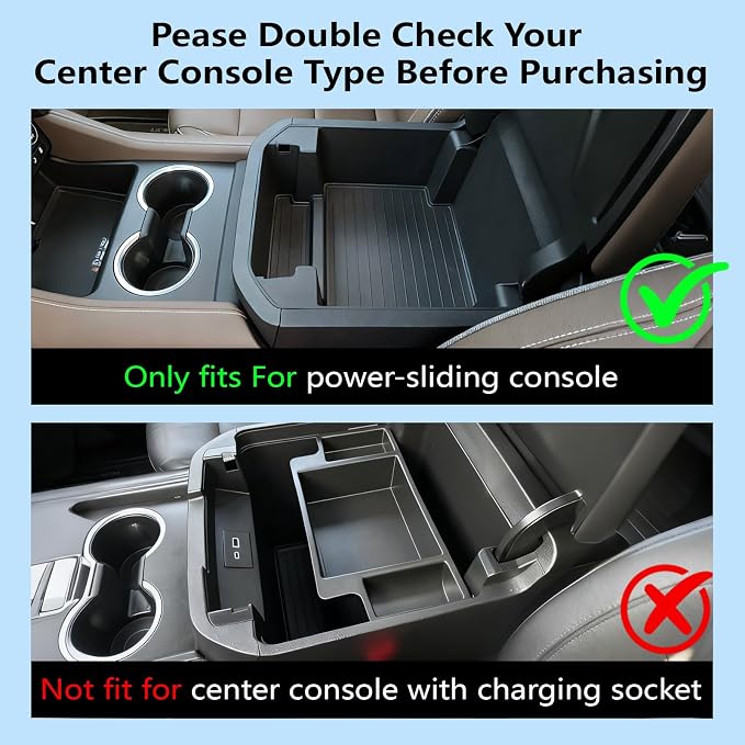 Center Console Organizer fit for 2021-2026 GMC YuKon Denali, Chevy Suburban/Tahoe Mini Compartments Design ABS Plastic Armrest Storage Box Insert Tray (ONLY for Power-Sliding Console)|Easy to Install|
