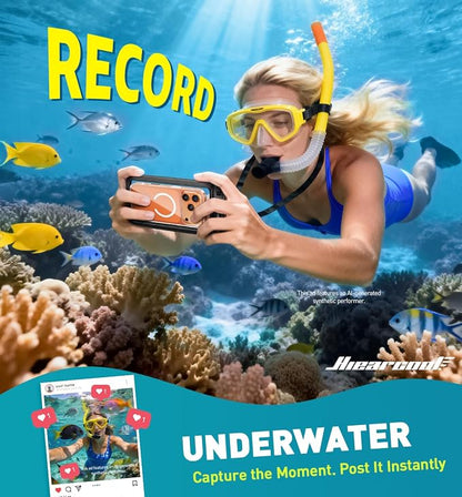 Hiearcool Waterproof Phone Pouch, Waterproof Beach Bag Compatible for iPhone 17 16 15 14 13 Pro Max, IPX8 Cellphone Travel Essentials for Beach -Black & Sky Blue-2Pack