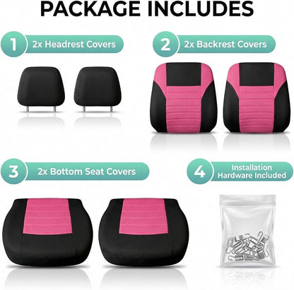 FH Group Automotive Car Seat Covers Front Set Premium 3D Air Mesh Front Seat Covers, Airbag Compatible Universal Fit Interior Accessories for Cars Trucks and SUVs - Pink