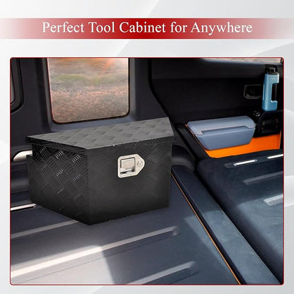 26'' Inch Aluminum Trailer Tongue Tool Box Truck Bed Toolbox Truck Trailer Chest Box Underbody Storage Organizer Waterproof Square Storage Organizer w/Lock & Keys Black(‎26" Lx13.3 Wx12 H)