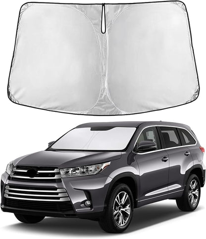 EcoNour Windshield Sunshade Compatible for Toyota Highlander 2014-2017 2018 2019, Sun Visor for Front Windshield & Window Sun Shade Cover, UV Heat Blocker & Protector, Car Accessories