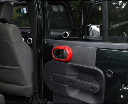 JeCar Interior Door Handle Cover Trim Interior Accessories for 2007-2010 Jeep Wrangler JK Unlimited 4 Door (Red)