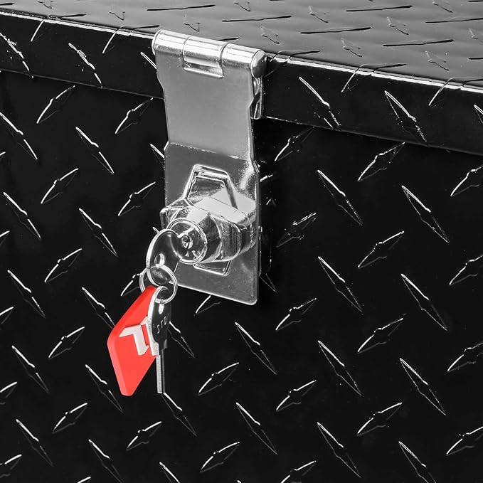 FORWODE 20 Inch Aluminum Truck Tool Box Lockable Truck Bed Tool Box Waterproof Truck Bed Storage Box with Side Handle Small Truck Tool Chest for Pickup, Truck Bed, RV, Trailer & Garage (Black)
