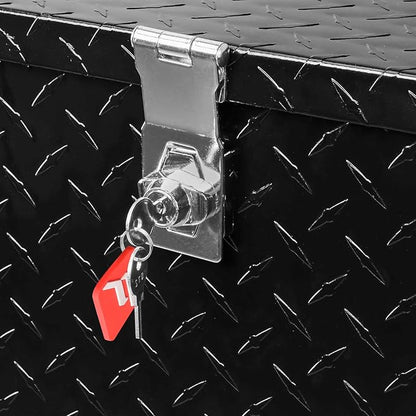FORWODE 20 Inch Aluminum Truck Tool Box Lockable Truck Bed Tool Box Waterproof Truck Bed Storage Box with Side Handle Small Truck Tool Chest for Pickup, Truck Bed, RV, Trailer & Garage (Black)