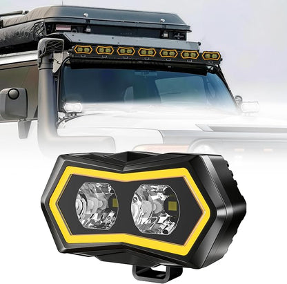 4WDKING LED Pod Lights 4 Inch with Dual-Color DRL Flood Beams Offroad Driving & Work Lights for Motorcycle Truck UTV ATV SUV 4x4 IP68 Waterproof (1 Pack)