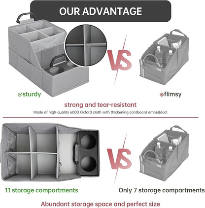 MULISOFT Car Seat Organizer- Backseat Car Organizer with 12 Storages Compartments and 2 Cup Holders, Organizers and Storage, Front Seat for Travel Kids,Pure Gray