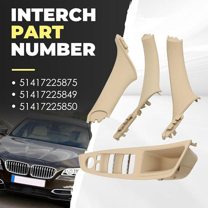 Beige Interior Door Pull Handle Kit Compatible with5 Series F10 F11 520i 520d 523i 525i 525d 528i 530i 530d 535i 535d 2010-2016 Window Switch Armrest Panel Trim Cover
