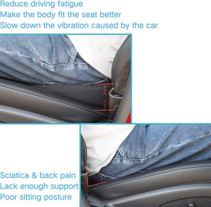 2 in 1 Car Seat Cushion Lumbar Pillow - Comfort Memory Foam Seat Cushion for Driving, Office - Sciatica-Back Pain Relief, Car Cushion for Car, Truck, Office, Wheelchair (Black)