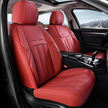 Coverado Car Seat Covers Front Set, Luxury Nappa Leather Seat Covers Universal Fit Waterproof Non-Slip Breathable Automotive Seat Protectors for Cars, SUVs, Trucks