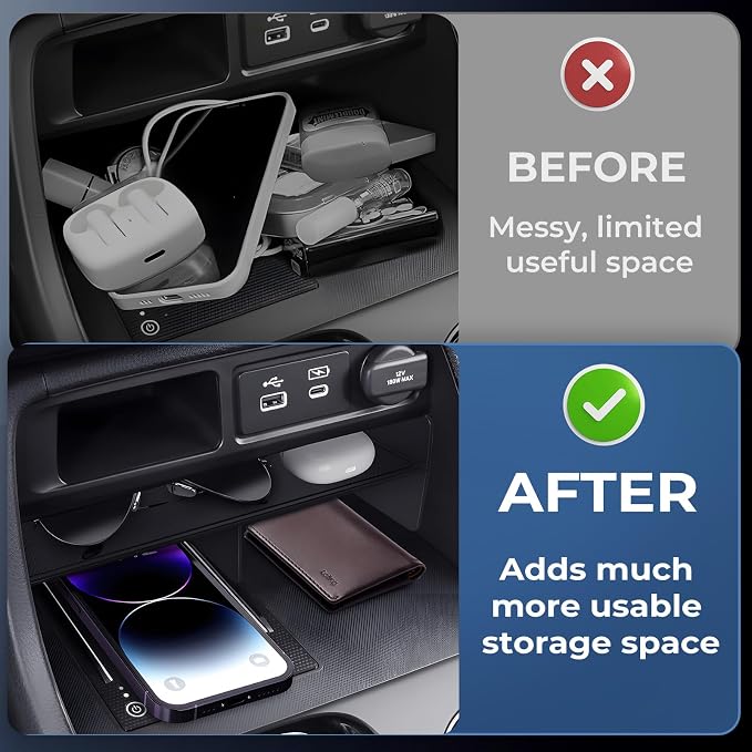 Center Console Organizer for Honda Pilot 2026 2025 2024 2023 & Passport 2026 Interior Accessories, Armrest Storage Box Insert Tray Secondary Divider for 2023-2026 Pilot & 2026 Passport, Black