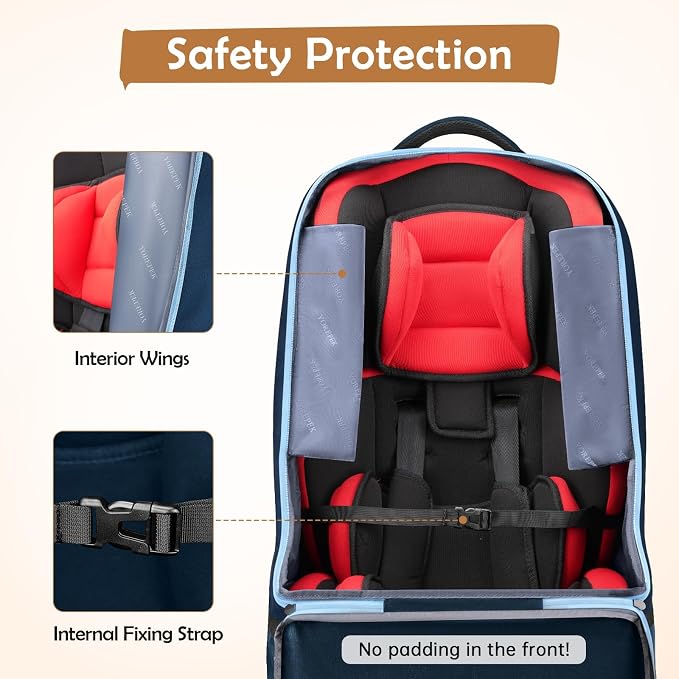 YOREPEK Padded Carseat Travel Bag, Car Seat Travel Cover Backpack with Shoulder Straps, Gate Check Car Seat Bag, Baby Airplane Travel Essentials