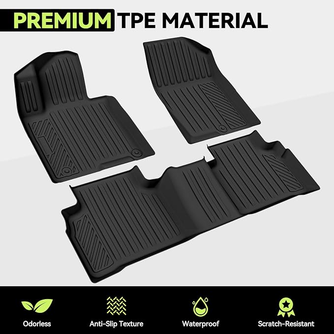 Tongama-Floor Mats for 2027 Kia Telluride 7 Seats with Bucket Seat(Only Gas), All Weather TPE Trunk Mat with Backrest Mat & 2nd Row Backrest Mats & Cargo Net for Kia Telluride Floor Liner Accessories