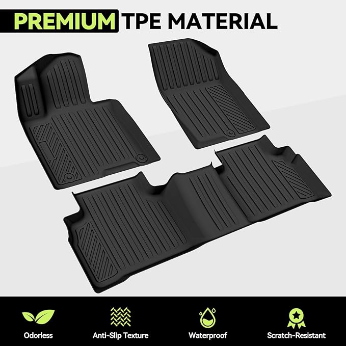 Tongama-Floor Mats for 2021-2026 Kia Sorento PHEV & Hybrid 7 Seats/Bench Seat, All Weather TPE Trunk Mat with Backrest Mat & 2nd Row Backrest Mats & Cargo Net & Door Sill Guards