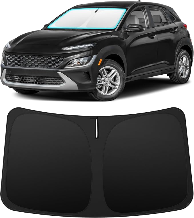 INSAUTO Custom Fit Windshield Sun Shade Accessories for Hyundai Kona 2018-2023, Foldable Front Window Sunshade, UV & Heat Reflector, Keeps Interior Cool, Includes Storage Bag